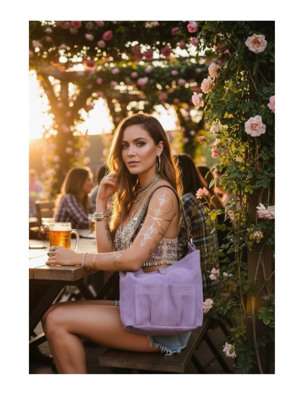 Deadstock: new Tylie Malibu ᪣ Utility Suede Hobo Bag ᪣ Crystal Strap ᪣ Lilac Y2K